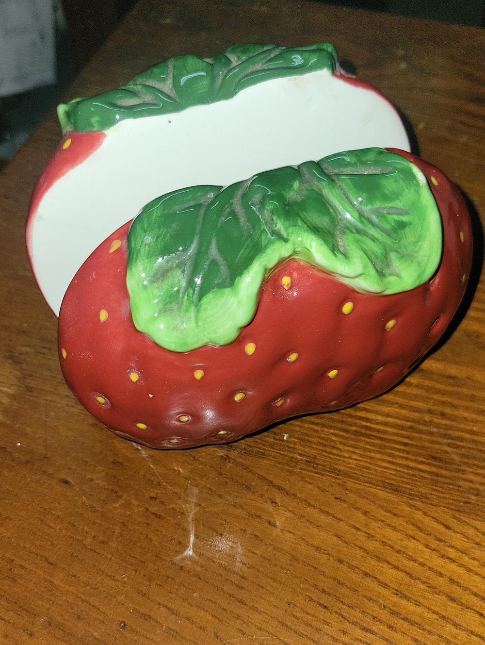 Ceramic Strawberry Napkin Holder - Red and Green